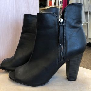 Black open toed booties